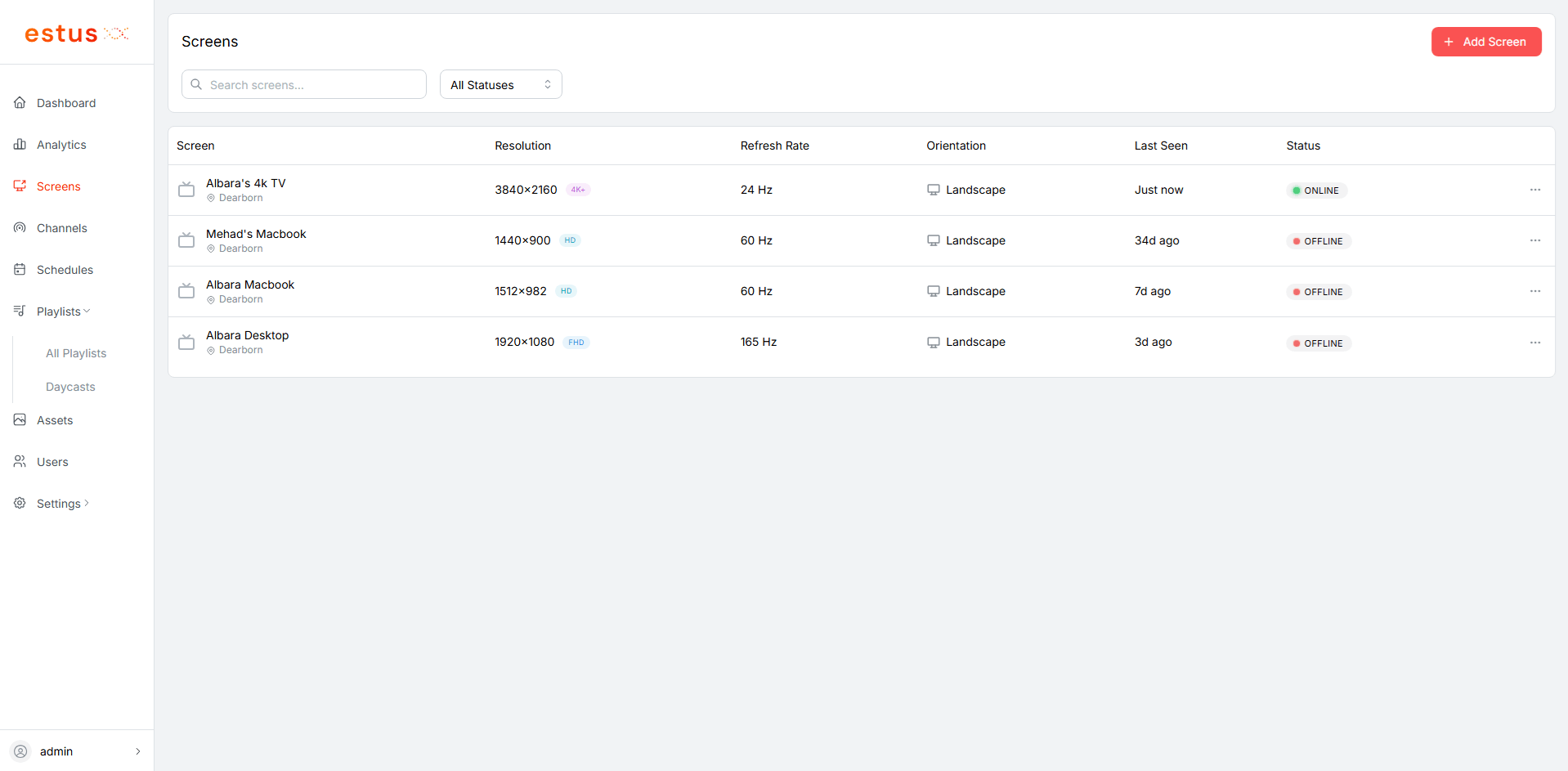 Screen Management